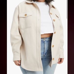Good American Cream Oversize Shacket
